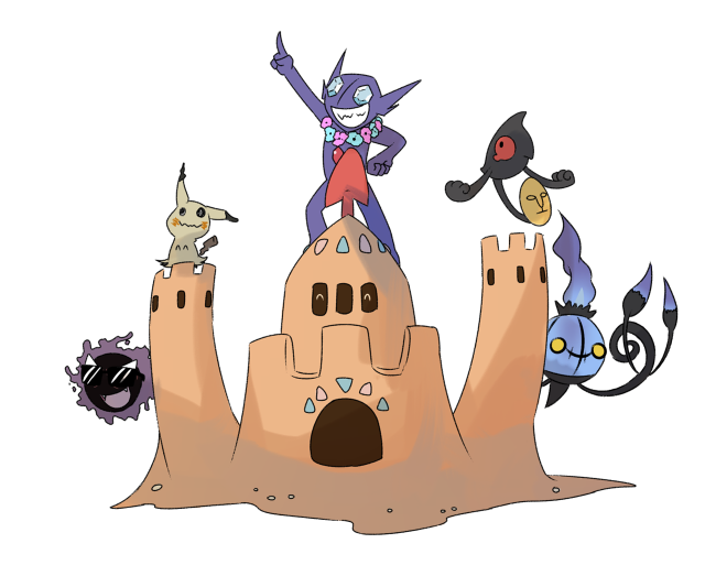 Cartoon sandcastle cat characters desert free wallpaper - medium preview image