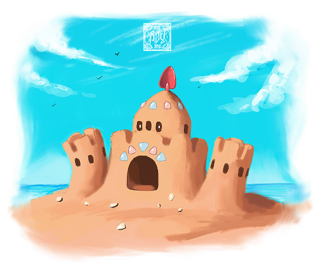 Sand castle red ball blue free wallpaper - medium preview image