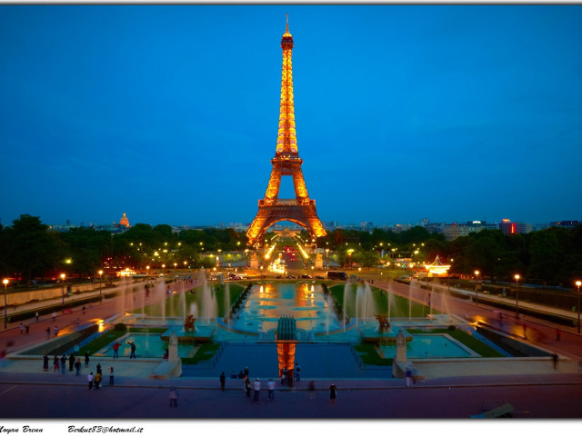 Tall tower pretty fountain nighttime free wallpaper - medium preview image