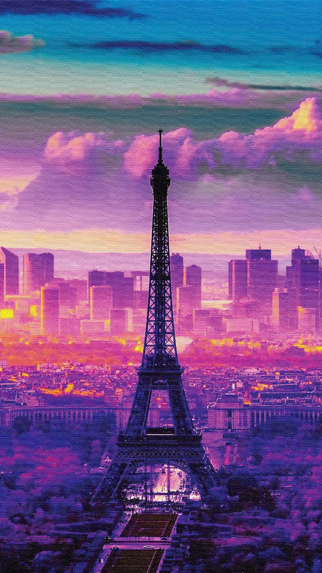 Eiffel tower painting paris artwork free wallpaper - medium preview image