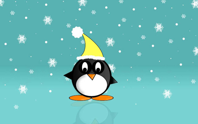Penguin santa hat snow snowflakes free wallpaper - medium preview image