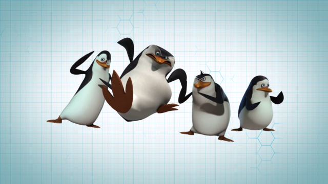 Penguins standing line blue background free wallpaper - medium preview image