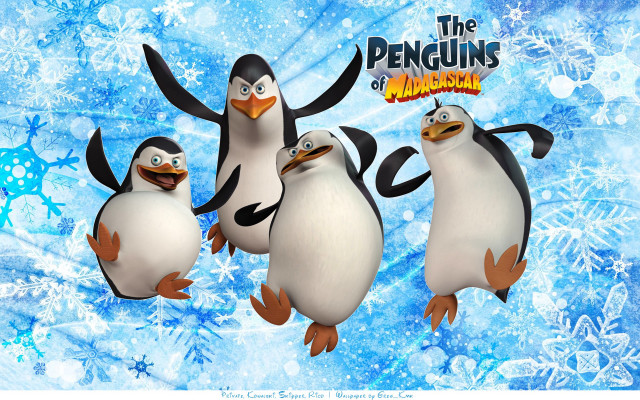 Penguins blue background snowflakes winter free wallpaper - medium preview image