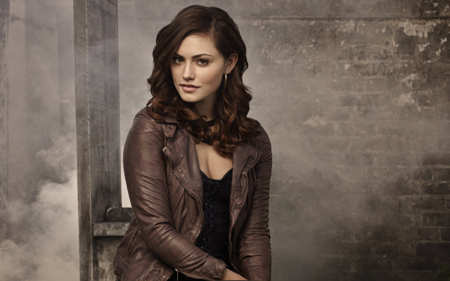 Woman leather jacket smokey room free wallpaper - medium preview image