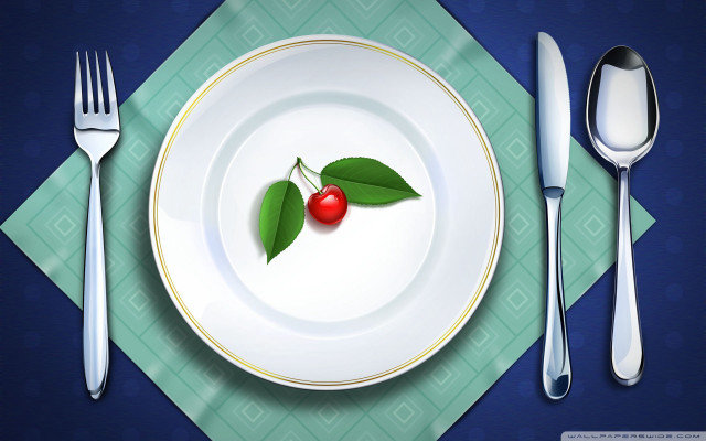 Cherry plate fork knife tablecloth free wallpaper - medium preview image