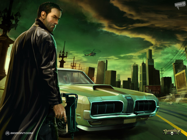 Man black coat car city free wallpaper - medium preview image