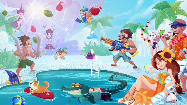 Cartoon characters playing pool floater free wallpaper - medium preview image