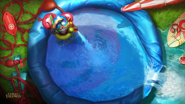 Cartoon pool toyboat redpaddle redumbrella free wallpaper - medium preview image