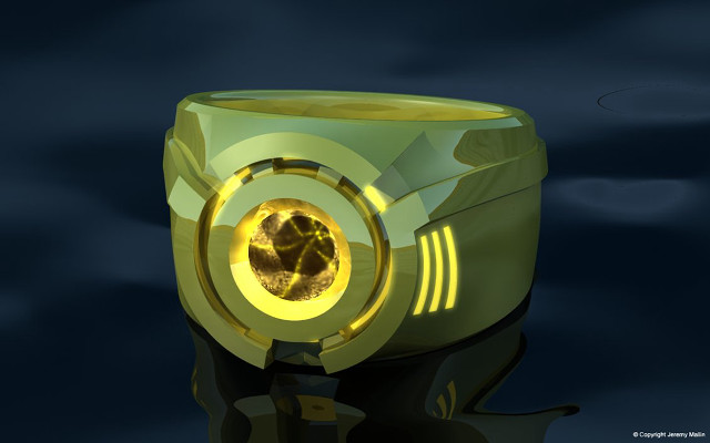 Yellow object floating dark surface free wallpaper - medium preview image