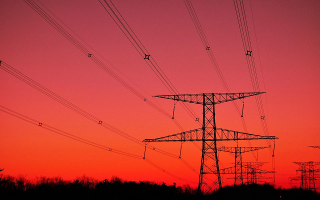 Sunset power lines red sky #7 free wallpaper - medium preview image