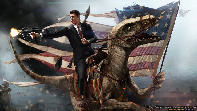 Man riding dinosaur gun flag #2 free wallpaper - medium preview image