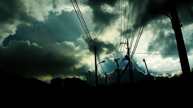Dark sky clouds power lines free wallpaper - medium preview image