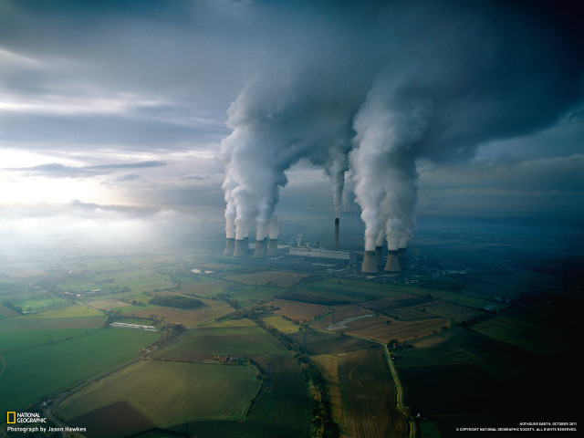 Large factory smoke rural cloudy free wallpaper - medium preview image