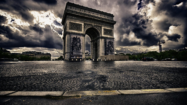 Tall ornate monument cloudy sky free wallpaper - medium preview image