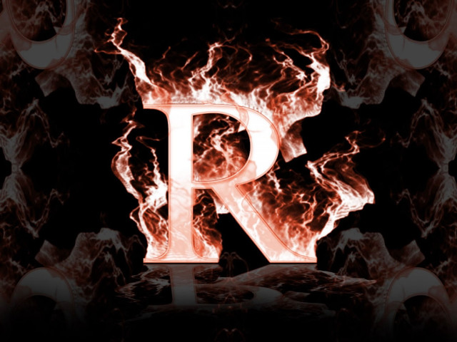 Fire letter flamed r black free wallpaper - medium preview image