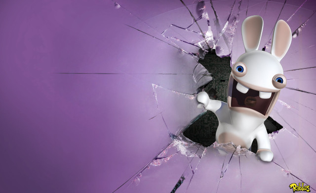 Cartoon bunny broken window cell free wallpaper - medium preview image