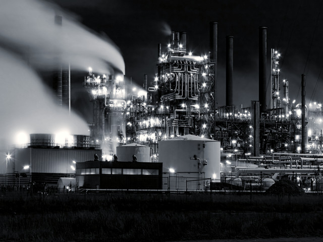 Factory smoke lights night time free wallpaper - medium preview image