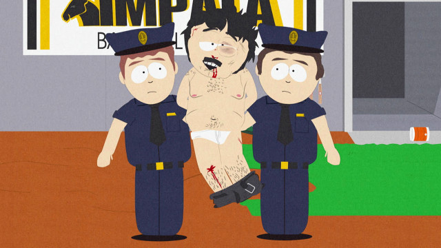 Cartoon cops three standing building free wallpaper - medium preview image