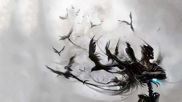 Man bird sky flying painting free wallpaper - medium preview image