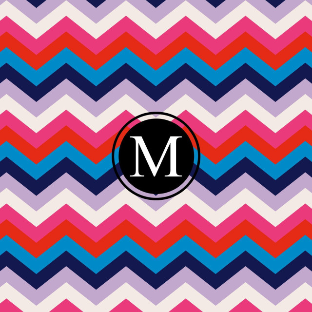 Colorful chevron pattern monogrammed m free wallpaper - medium preview image
