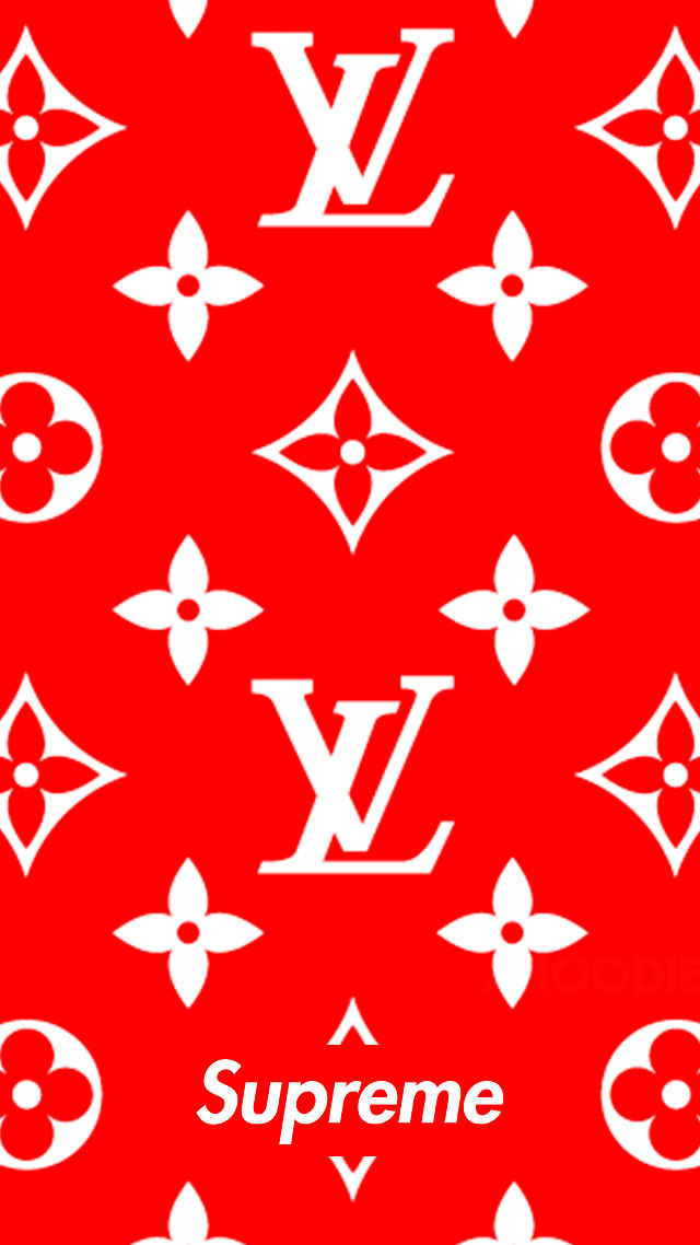 Red background white louis vuitton free wallpaper - medium preview image