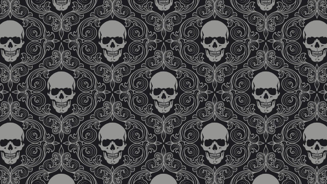 Skull head black background swirls free wallpaper - medium preview image