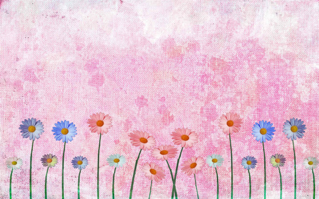 Flowers painting pink background green free wallpaper - medium preview image