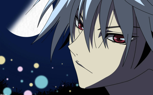 Grey hair red eyes moon free wallpaper - medium preview image