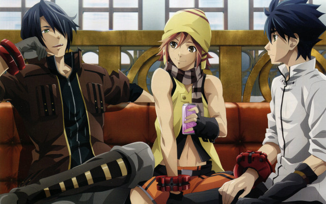 Anime characters bench train station #2 free wallpaper - medium preview image