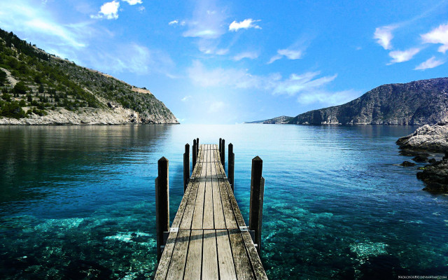 Dock mountain water background foreground free wallpaper - medium preview image