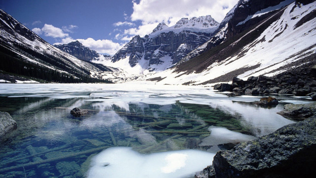 Mountain lake ice snow background free wallpaper - medium preview image