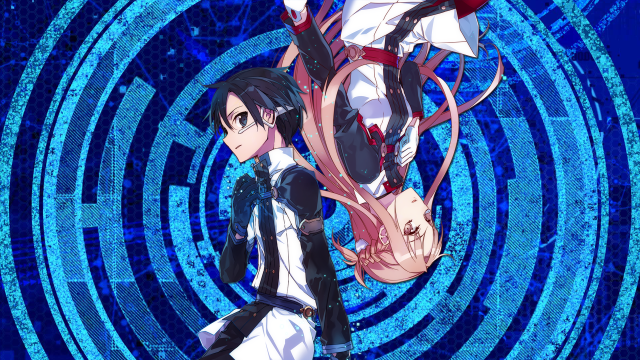 Anime characters blue background sword free wallpaper - medium preview image