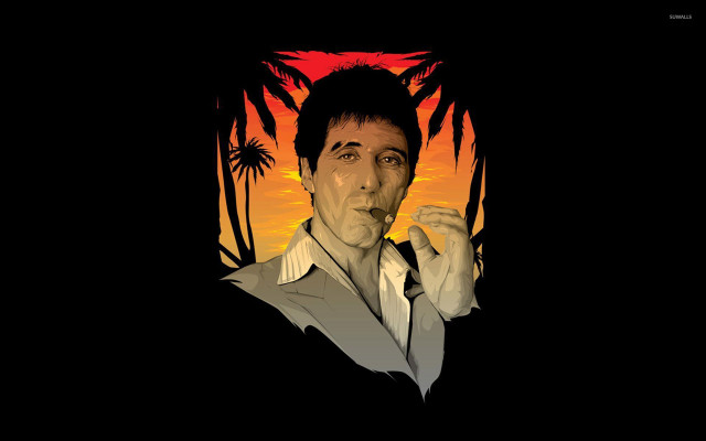 Man smoking cigarette sunset palm #3 free wallpaper - medium preview image