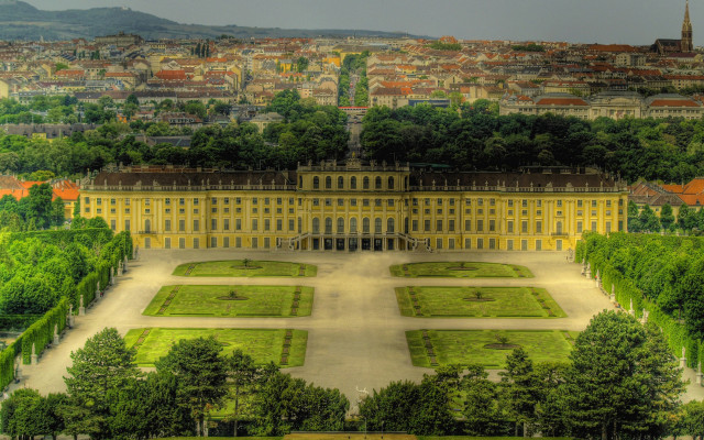 Large building trees grass middle free wallpaper - medium preview image
