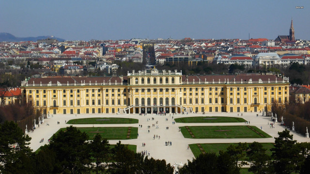 Large building windows grass trees free wallpaper - medium preview image