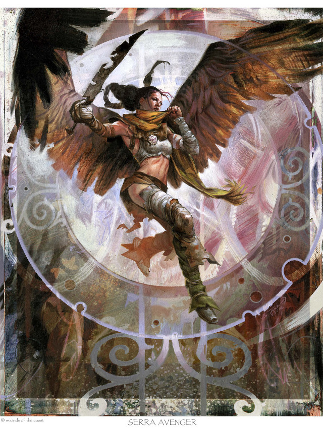 Woman sword wings clock bird free wallpaper - medium preview image