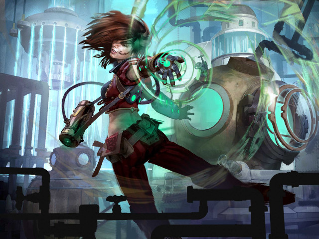 Woman futuristic suit machine gun free wallpaper - medium preview image