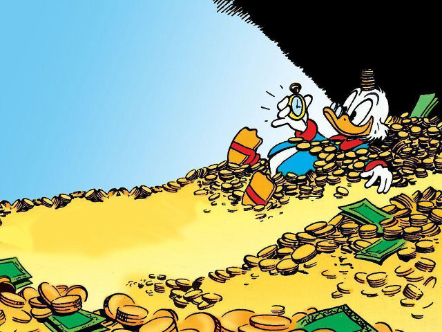 Cartoon character digging money coins free wallpaper - medium preview image