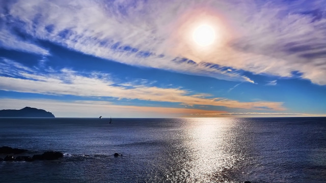 Sunset ocean island blue sky free wallpaper - medium preview image
