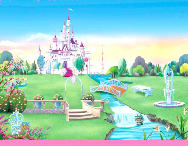 Castle bridge fountain park waterfall free wallpaper - medium preview image