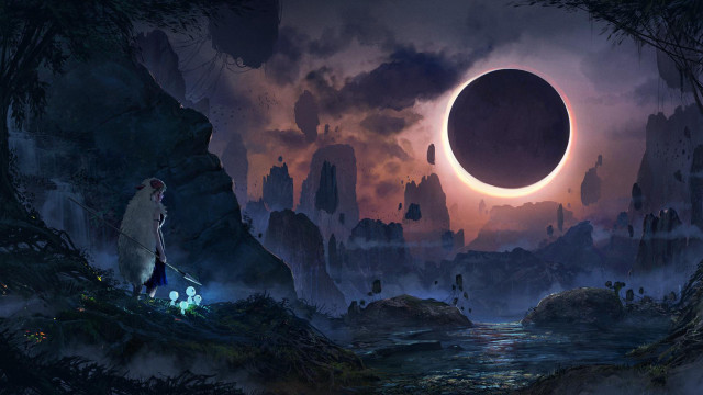 Man cave moon dark sky free wallpaper - medium preview image