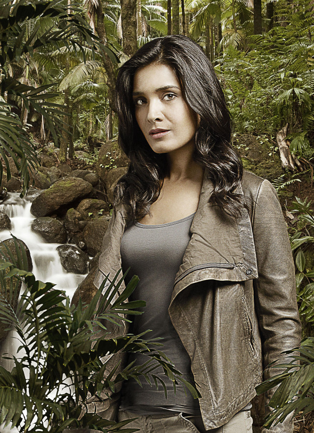 Woman waterfall forest leather jacket free wallpaper - medium preview image