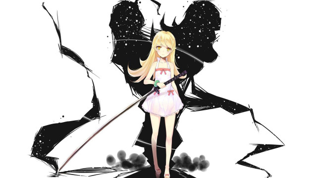 Girl pink dress sword black free wallpaper - medium preview image