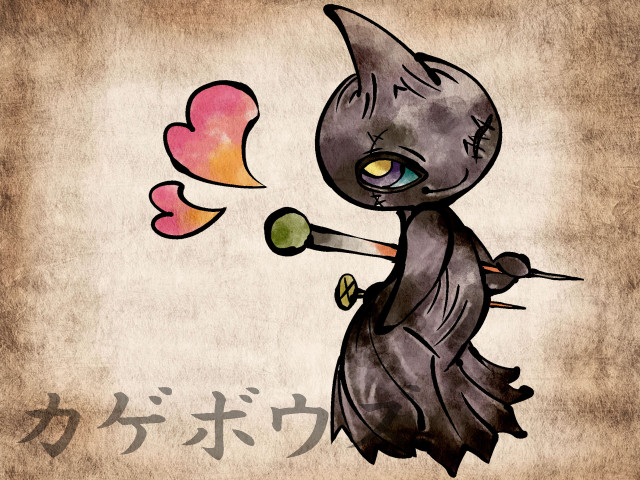 Cat drawing ball stick heart free wallpaper - medium preview image