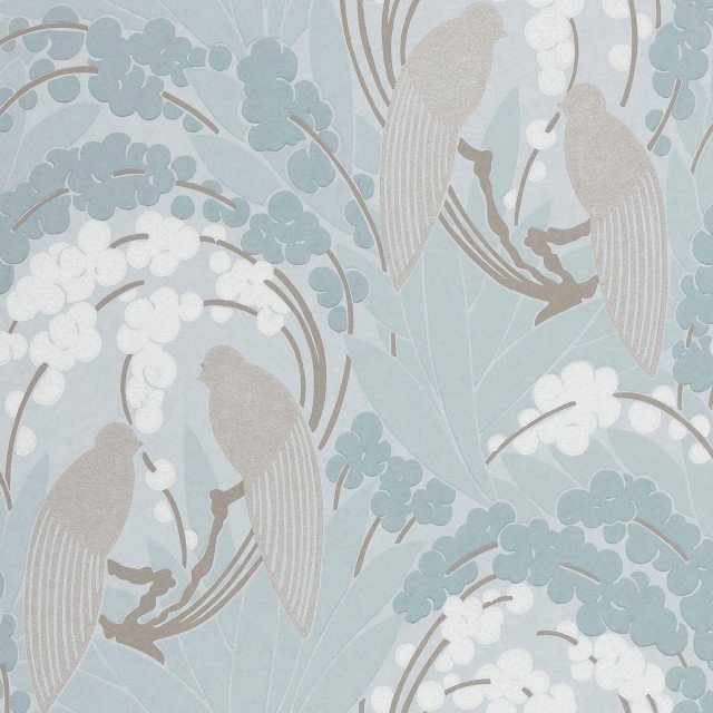Birds flowers blue beige wallpaper free wallpaper - medium preview image