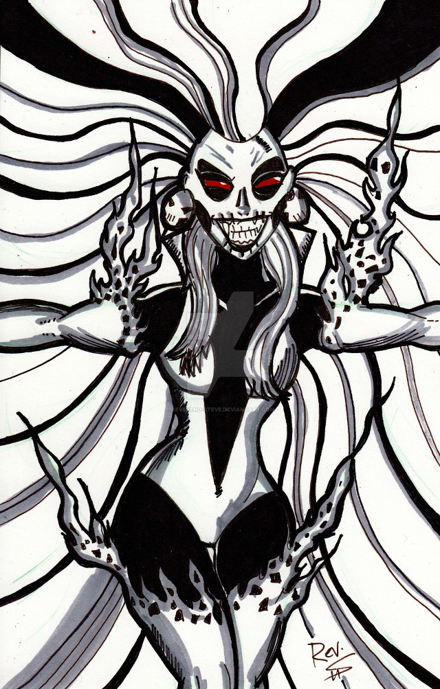 Weird woman ink drawing glowing free wallpaper - medium preview image