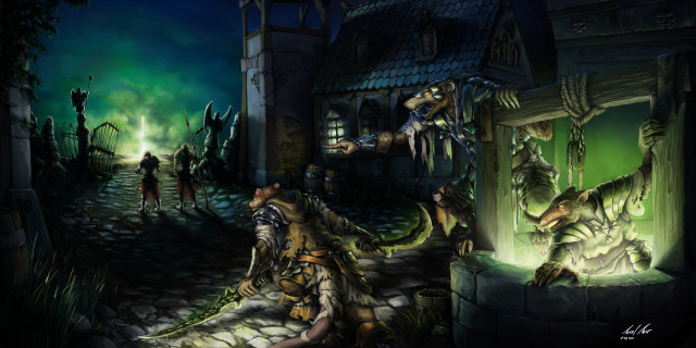 Glowing door dark alley creepy free wallpaper - medium preview image