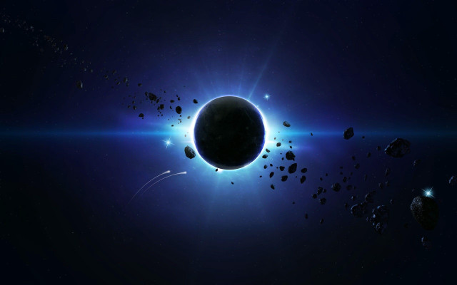 Black hole bright blue light free wallpaper - medium preview image