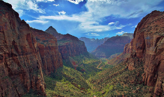 Canyon valley blue sky clouds free wallpaper - medium preview image