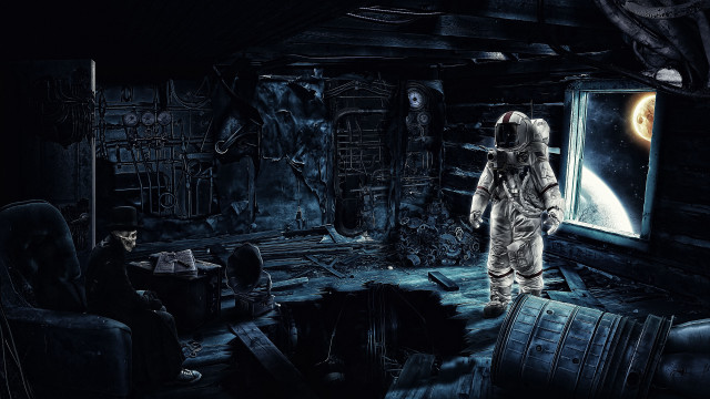 Man space suit room window free wallpaper - medium preview image